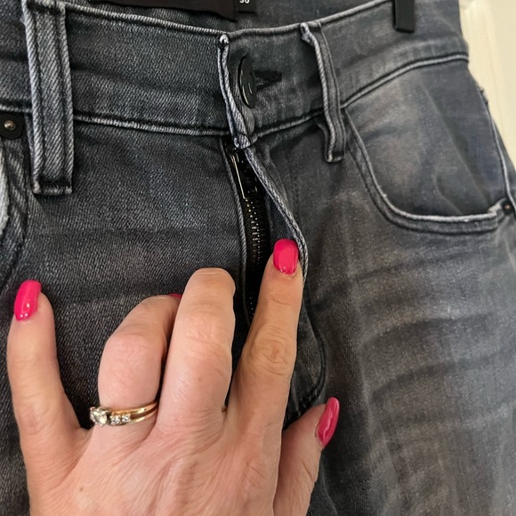 Hudson Los Angeles Charcoal Gray Straight Distressed Designer Jeans Size 30 - Picture 7 of 16